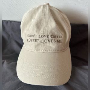 Tan hat with embroidery